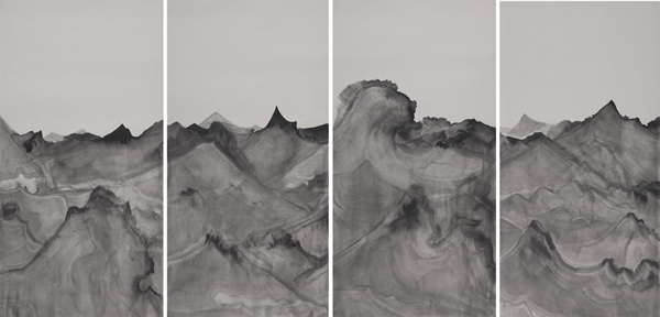 《遗忘之海20》，汤南南，纸本水墨，76×145cm×4 2014.jpg